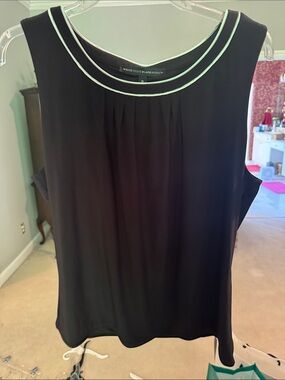White House Black Market Black Tank with white Trim Accents
